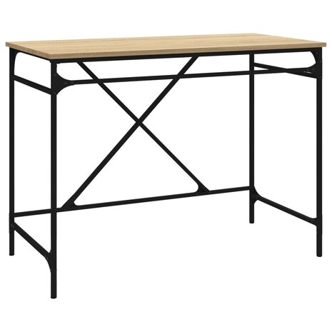 Bureau 100x50x75 cm bewerkt hout en ijzer sonoma eikenkleurig 2