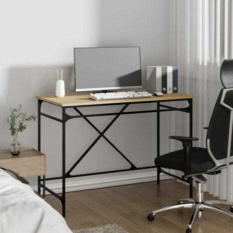Bureau 100x50x75 cm bewerkt hout en ijzer sonoma eikenkleurig 3