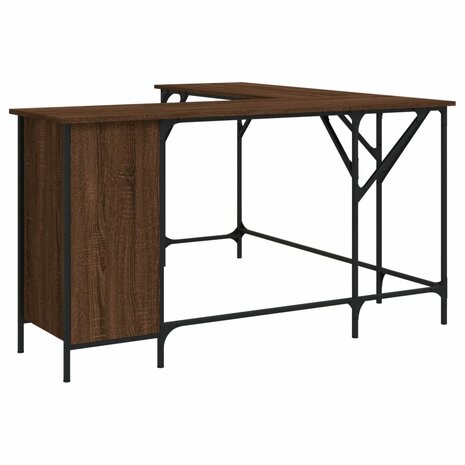 Bureau 141x141x75 cm bewerkt hout bruin eikenkleur 2