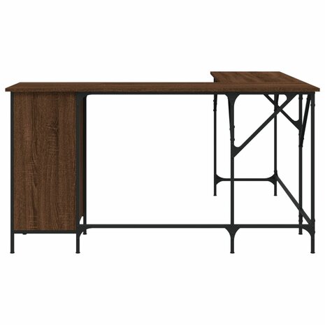 Bureau 141x141x75 cm bewerkt hout bruin eikenkleur 4