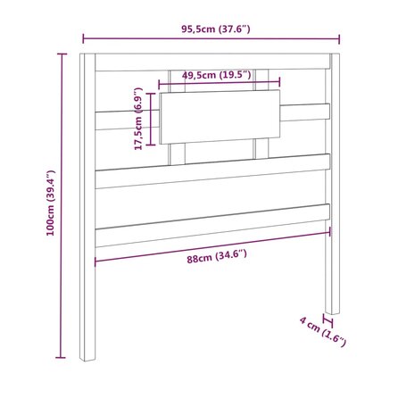 Hoofdbord 95,5x4x100 cm massief grenenhout honingbruin 6