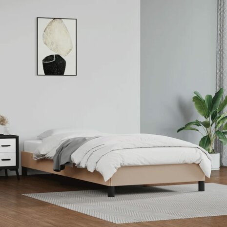 Bedframe kunstleer cappuccinokleurig 100x200 cm 1