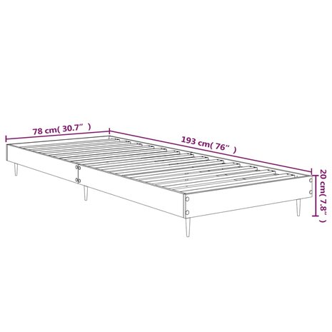 Bedframe zonder matras hout gerookt eikenkleurig 75x190 cm 9