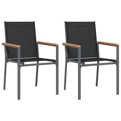 Tuinstoelen 2 st 55x61,5x90 cm textileen en staal zwart 2