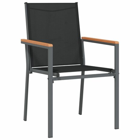 Tuinstoelen 2 st 55x61,5x90 cm textileen en staal zwart 3