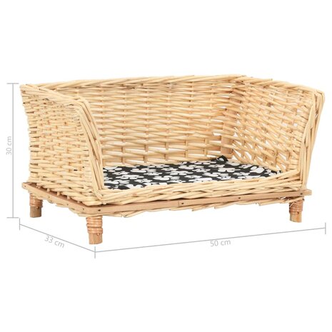 Hondenmand met kussen 50x33x30 cm natuurlijk wilgen 6