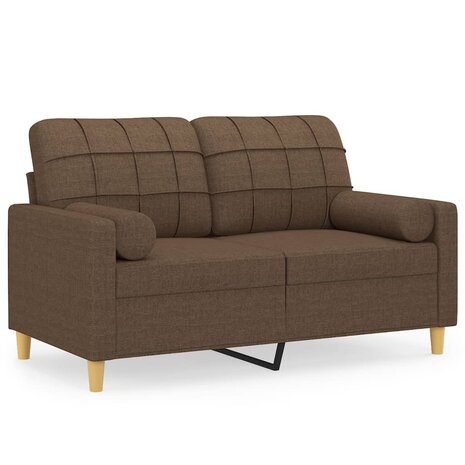 Tweezitsbank met sierkussens 120 cm stof bruin 2