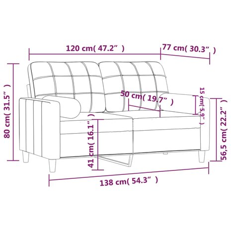 Tweezitsbank met sierkussens 120 cm stof bruin 8