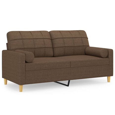 Tweezitsbank met sierkussens 140 cm stof bruin 2