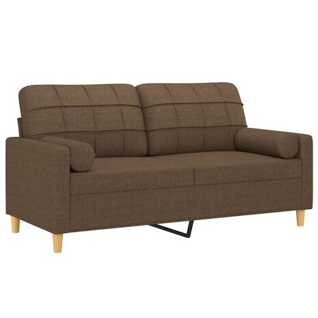 Tweezitsbank met sierkussens 140 cm stof bruin 3