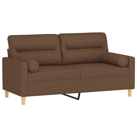 Tweezitsbank met sierkussens 140 cm stof bruin 3