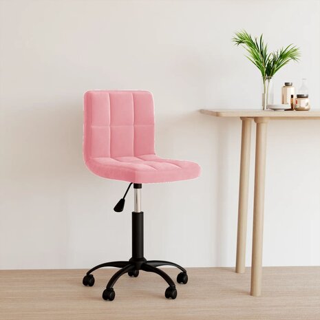 Kantoorstoel draaibaar fluweel roze 1