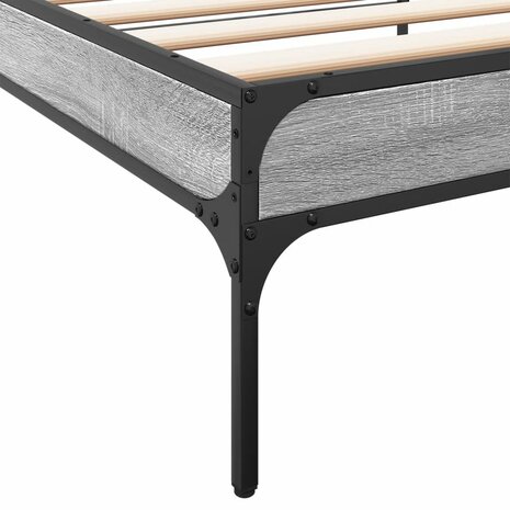 Bedframe bewerkt hout en metaal grijs sonoma eiken 100x200 cm 7
