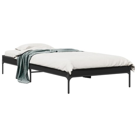 Bedframe bewerkt hout en metaal zwart 90x190 cm 2