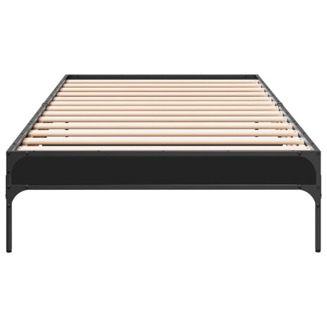 Bedframe bewerkt hout en metaal zwart 90x190 cm 4