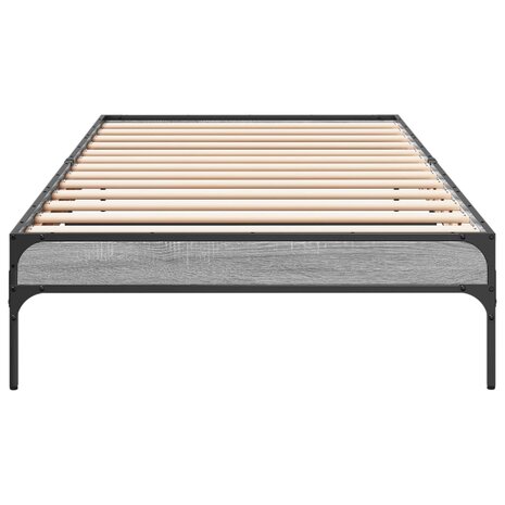 Bedframe bewerkt hout en metaal grijs sonoma eiken 90x190 cm 4
