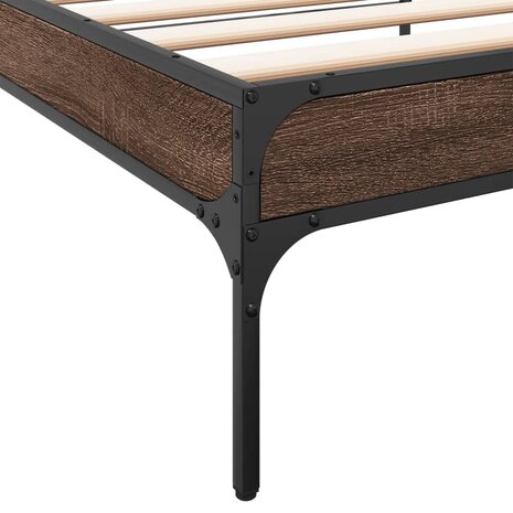Bedframe bewerkt hout en metaal bruin eikenkleurig 90x190 cm 7