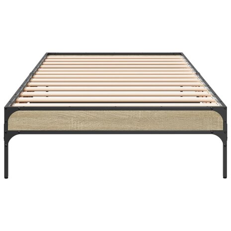 Bedframe bewerkt hout en metaal sonoma eikenkleurig 75x190 cm 4