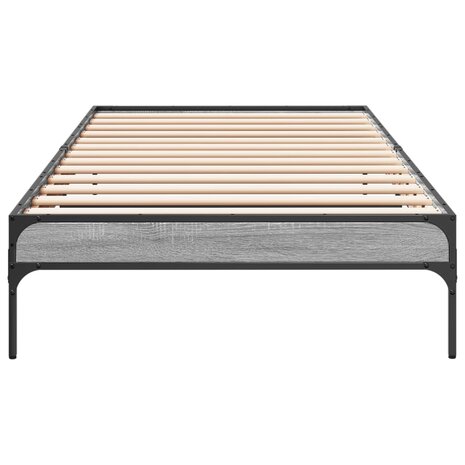 Bedframe bewerkt hout en metaal grijs sonoma eiken 75x190 cm 4