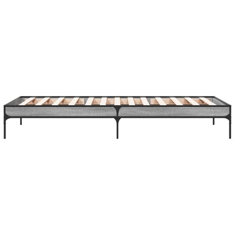 Bedframe bewerkt hout en metaal grijs sonoma eiken 75x190 cm 5