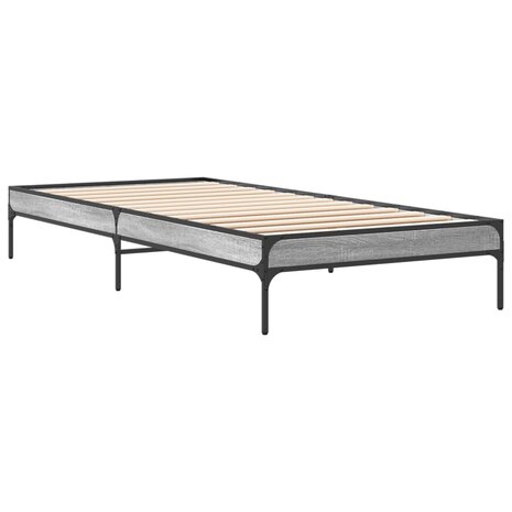 Bedframe bewerkt hout en metaal grijs sonoma eiken 75x190 cm 6