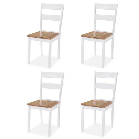 Eetkamerset MDF en rubberwood wit 5-delig 3