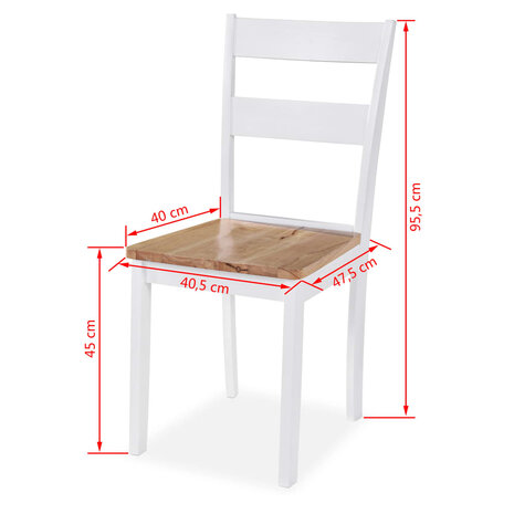 Eetkamerset MDF en rubberwood wit 5-delig 8