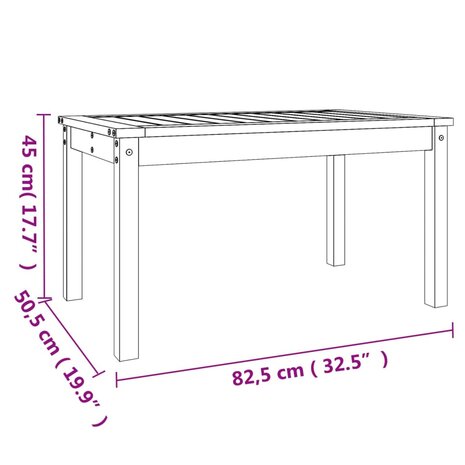 Tuintafel 82,5x50,5x45 cm massief grenenhout zwart 8