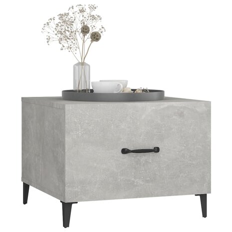 Salontafel met metalen poten 50x50x40 cm betongrijs 4