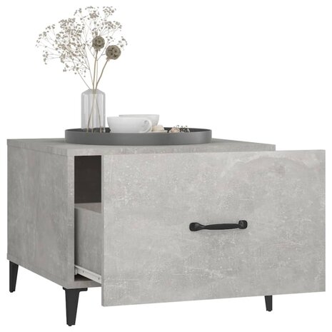 Salontafel met metalen poten 50x50x40 cm betongrijs 5