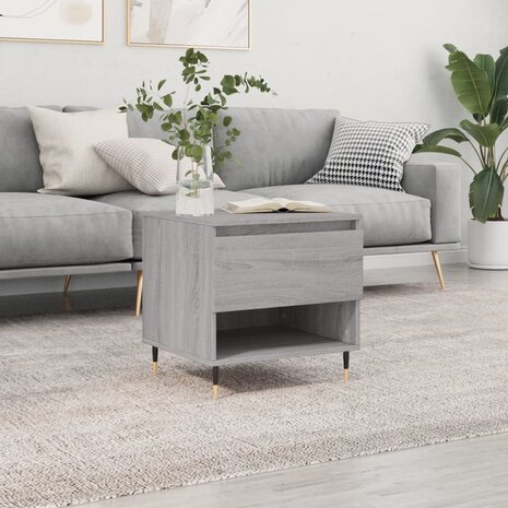 Salontafel 50x46x50 cm bewerkt hout grijs sonoma eikenkleurig 1