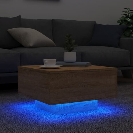 Salontafel met LED-verlichting 55x55x31 cm sonoma eikenkleurig 4