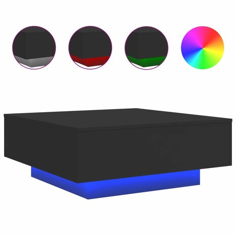 Salontafel met LED-verlichting 80x80x31 cm zwarty 2
