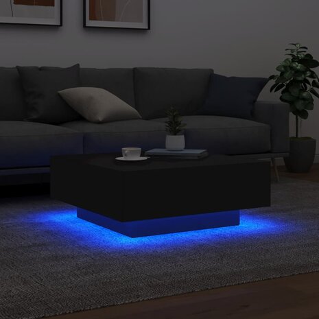 Salontafel met LED-verlichting 80x80x31 cm zwarty 4