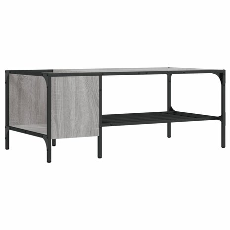 Salontafel met rek 100x51x40 cm bewerkt hout grijs sonoma eiken 2