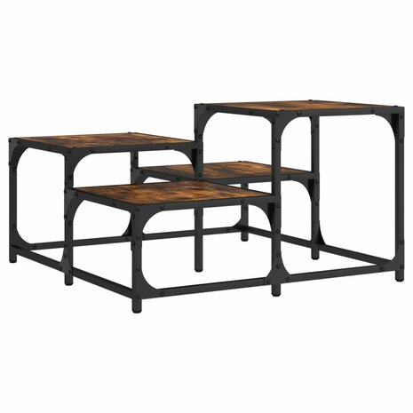 Salontafel 68x68x40 cm bewerkt hout gerookt eikenkleurig 2
