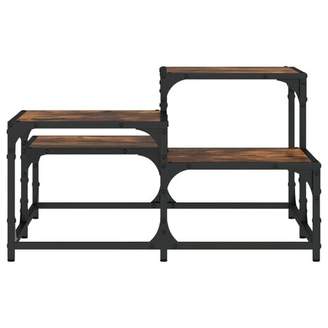 Salontafel 68x68x40 cm bewerkt hout gerookt eikenkleurig 5
