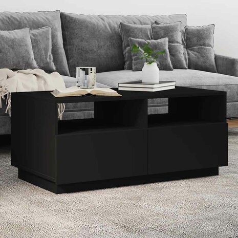 Salontafel met LED-verlichting 90x49x40 cm zwart 1