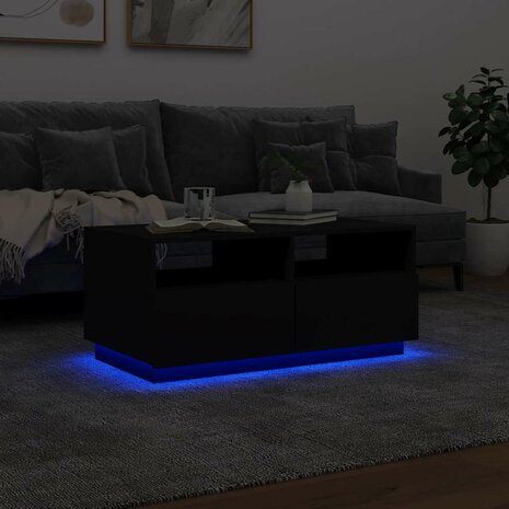 Salontafel met LED-verlichting 90x49x40 cm zwart 5
