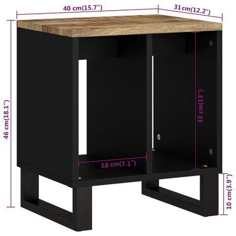 Bijzettafel 40x31x46 cm massief mangohout en bewerkt hout 9