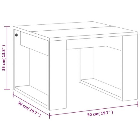 Bijzettafel 50x50x35 cm bewerkt hout grijs sonoma eikenkleurig 8