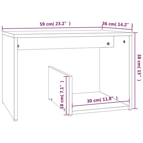Bijzettafel 59x36x38 cm bewerkt hout gerookt eikenkleurig 7