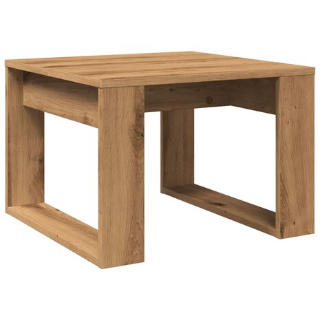 Bijzettafel 50x50x35 cm bewerkt hout artisanaal eikenkleurig 2
