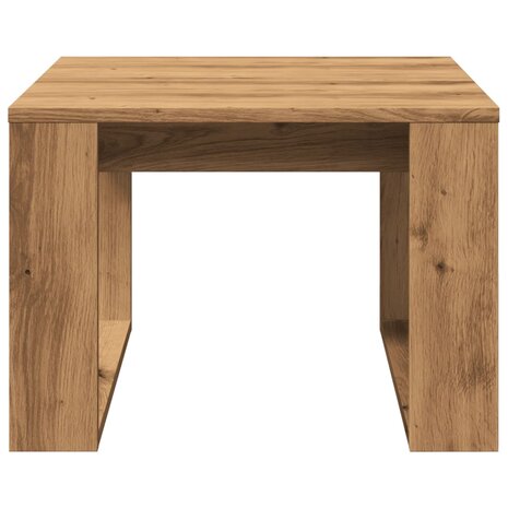 Bijzettafel 50x50x35 cm bewerkt hout artisanaal eikenkleurig 4