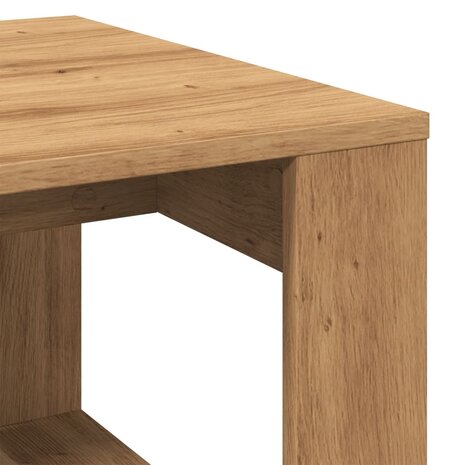 Bijzettafel 50x50x35 cm bewerkt hout artisanaal eikenkleurig 7