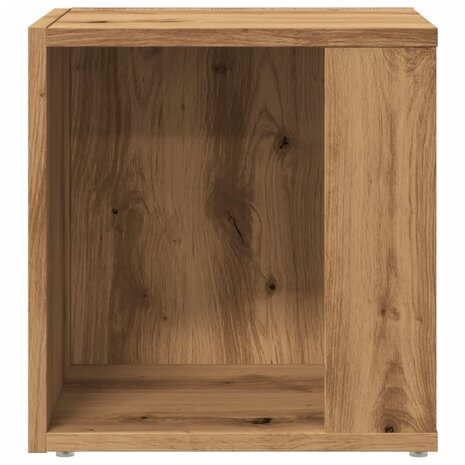 Bijzettafel 33x33x34 cm bewerkt hout artisanaal eikenkleurig 5