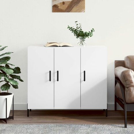 Dressoir 90x34x80 cm bewerkt hout wit 1