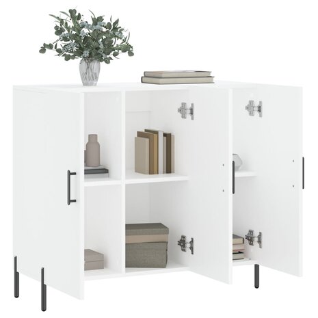 Dressoir 90x34x80 cm bewerkt hout wit 4