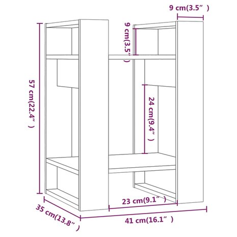 Boekenkast/kamerscherm 41x35x57 cm grenenhout honingbruin 8