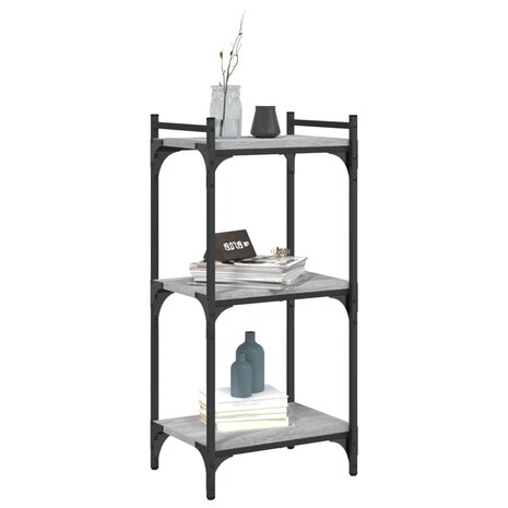 Boekenkast 3-laags 40x30x86 cm bewerkt hout grijs sonoma 3